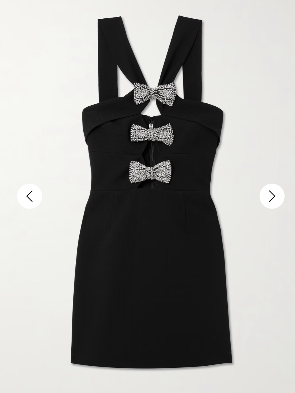 Rebecca Valance Black Eliana Embellished Crystal Bow Mini Dress Size 6 New